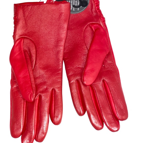NEIMAN MARCUS WOMEN LEATHER RED GLOVES SIZE S - Picture 3 of 11